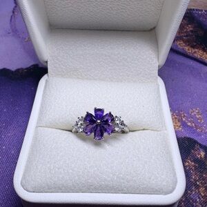 Certified Purple Flower Ring